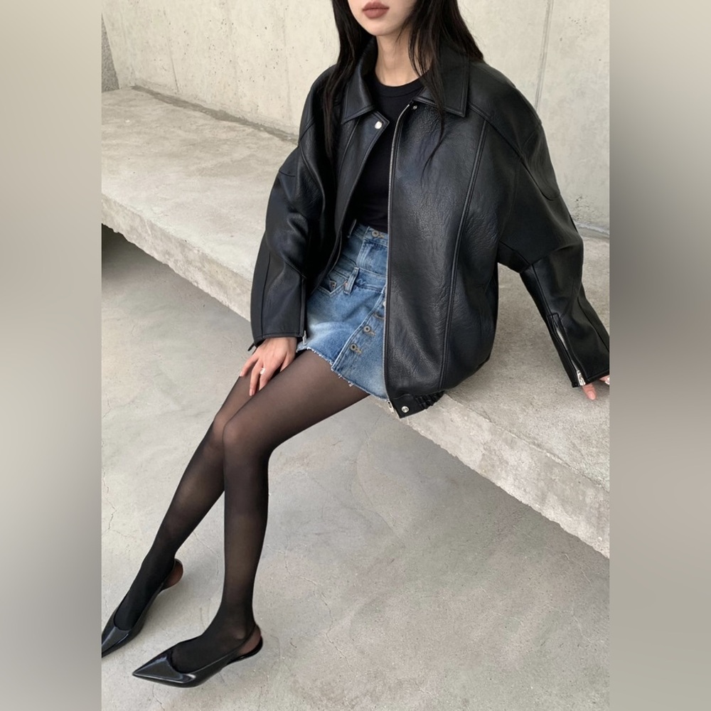NEW The Frankie Shop ENORA FAUX LEATHER JACKET - BLACK - Picture 5 of 16